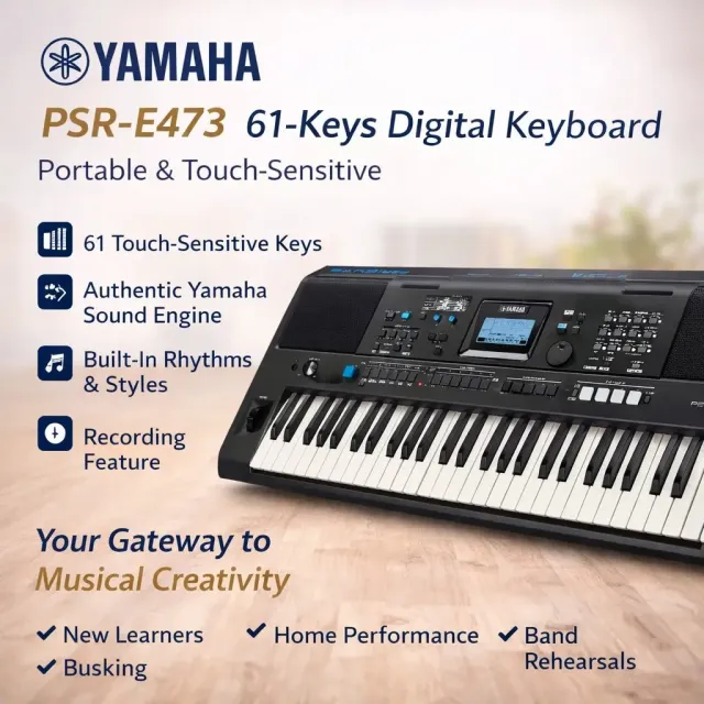 Yamaha PSR-E473 61-Keys Digital Keyboard