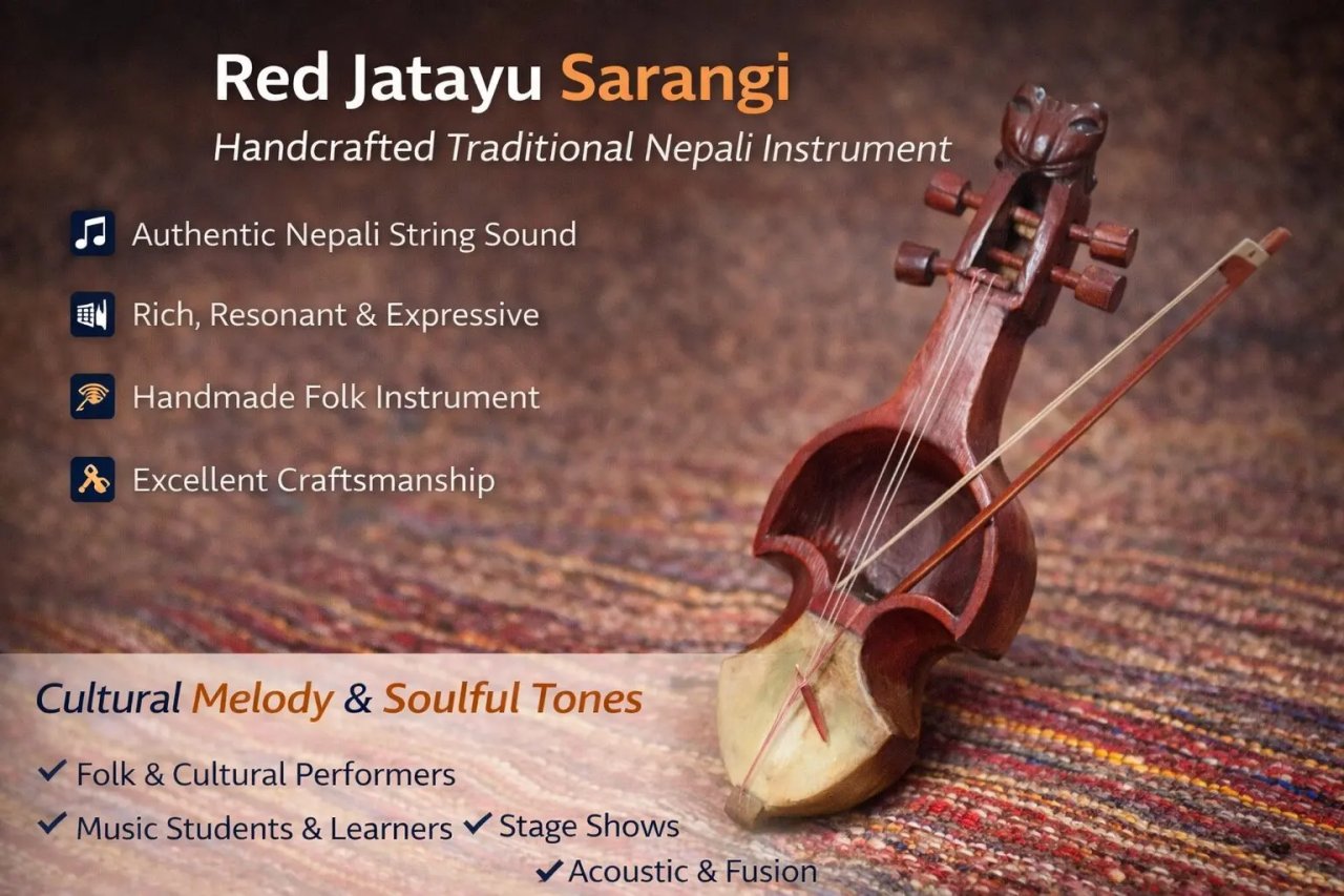 Red Jatayu Sarangi – Handcrafted Traditional