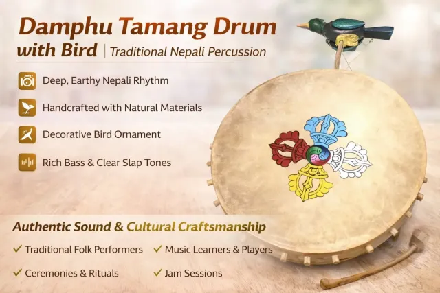 Damphu Tamang Drum with Bird